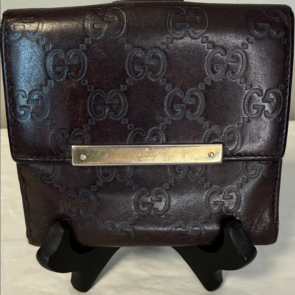 Gucci GG Embossed Leather Bifold Wallet Brown Vintage - Picture 4 of 11